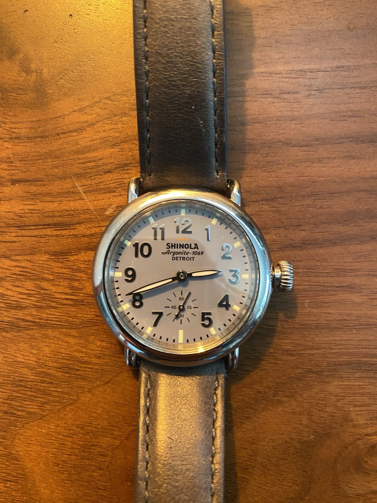 Shinola Argonite-1069 Detroit 36mm Silver Dial Black Leather Quartz 5 ATM