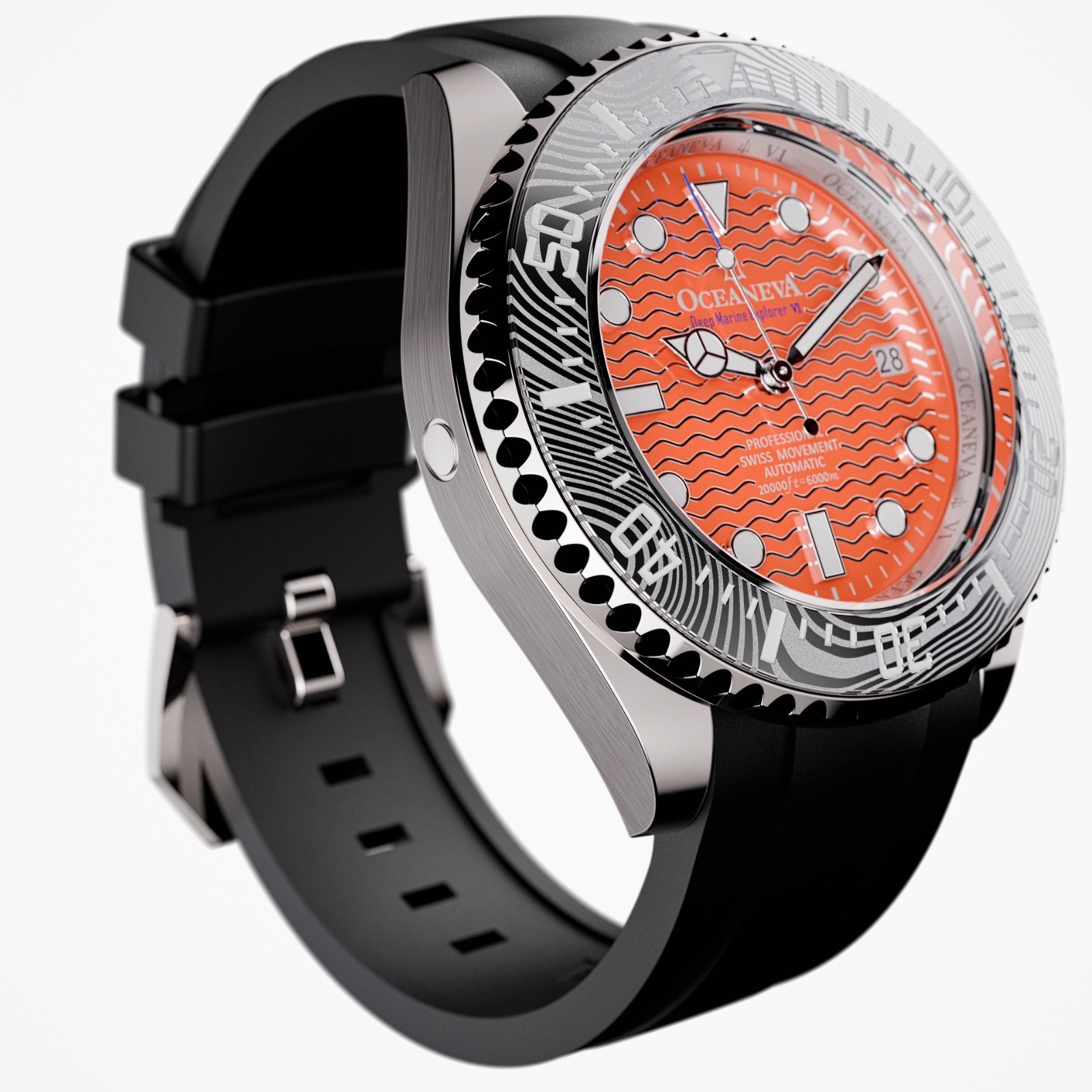 Oceaneva 6000m Grade 5 Titanium AUTOMATIC Watch SWISS MOVEMENT Orange