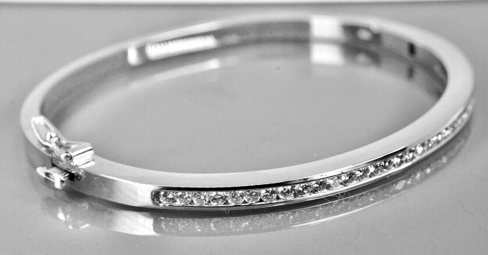 5Ct Round Cut Lab Created Diamond Tennis Bangle Bracelet 14K White Gold Finish