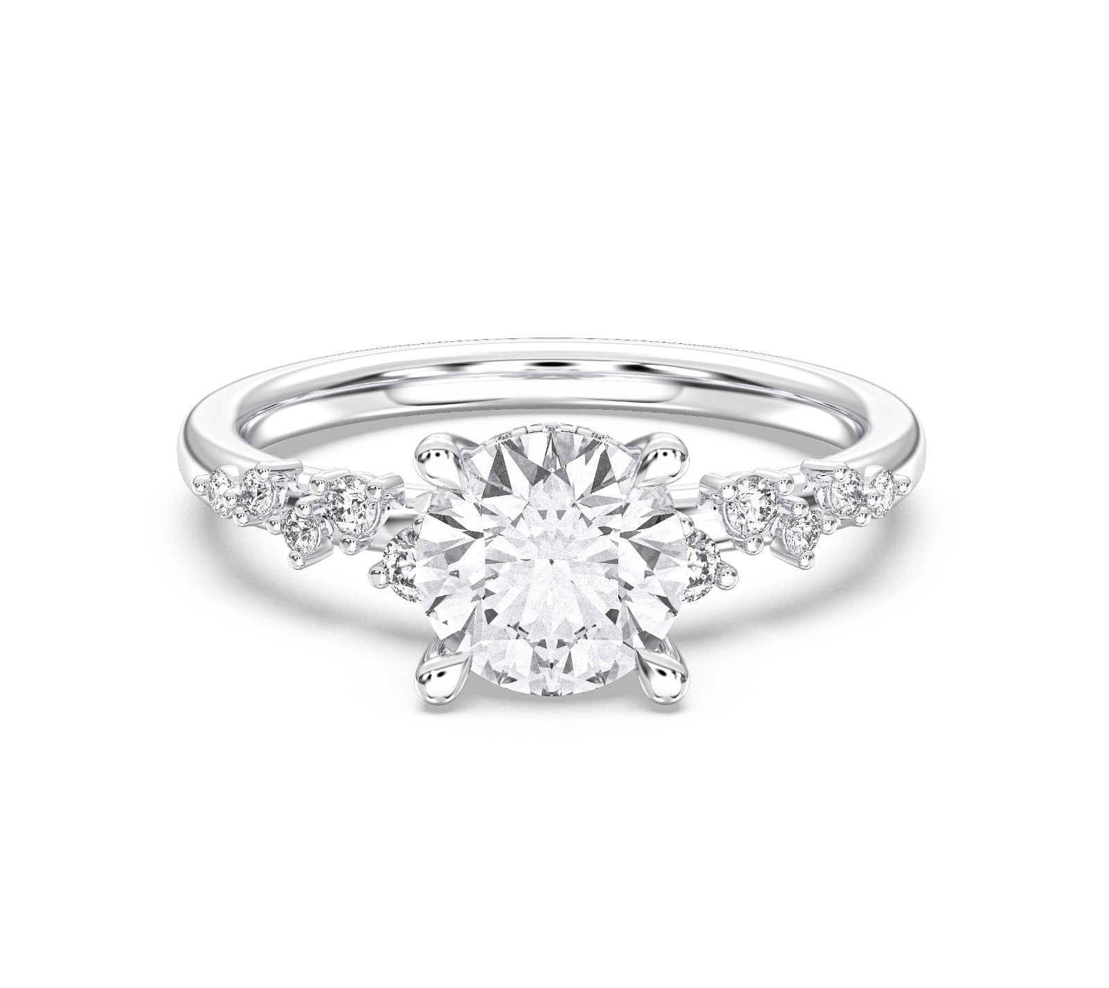 1.75 Ct Round Moissanite Stone Engagement Ring in Sterling Silver & Solid Gold