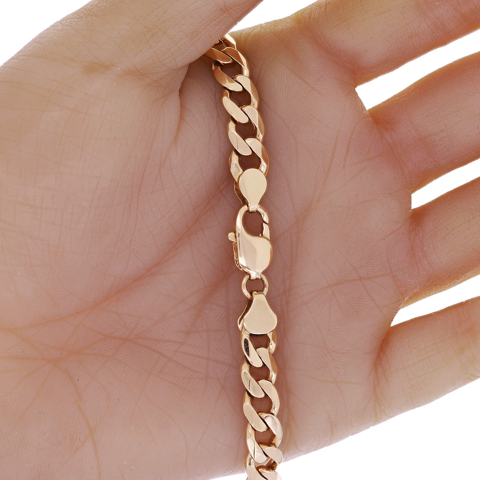 10k Yellow Gold Solid Curb Cuban Link Chain Bracelet 8.5″ 7.8mm 22.4 grams