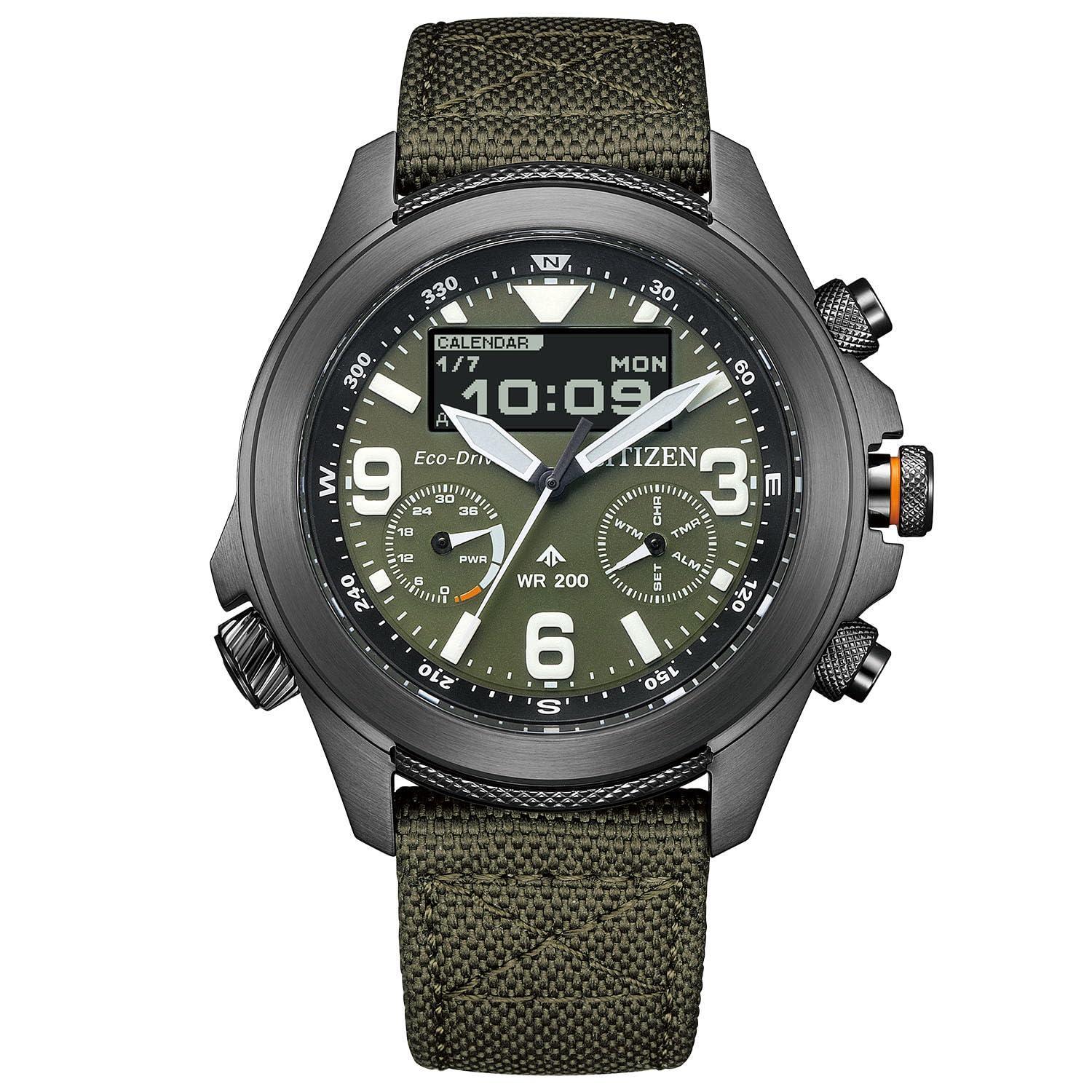 Citizen Promaster Land JV1005-02W Eco-Drive Analog Digital World Time Men Watch