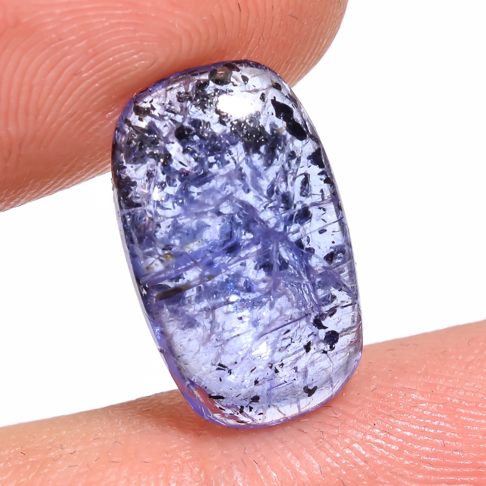 (09X15X04 MM SIZE) 6.90 Carat. NATURAL TANZANITE CUSHION CABOCHON LOOSE GEMSTONE