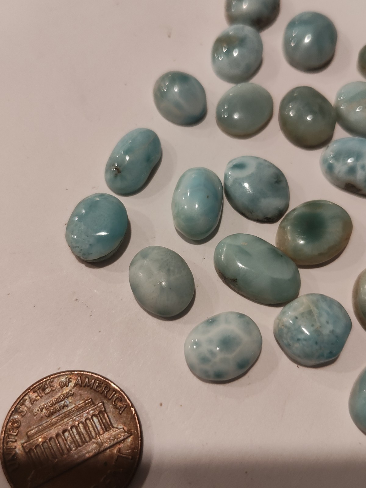 Misc Larimar Cabochons Lot 100 Cts Very Good Quality…Mix Of Calibrated Sizes
