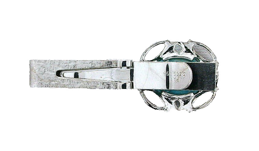 1 2/3 INCH OVAL SLEEPING BEAUTY TURQUOISE GEMSTONE TIE CLIP TIE BAR EBS7768