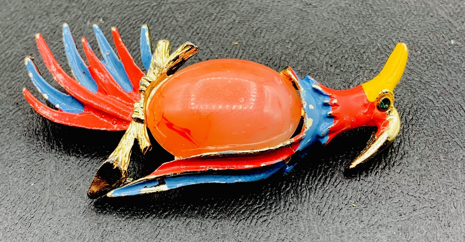 Vintage Pink Jelly Belly Bird Of Paradise Pin Brooch 2.5″ Beautiful!