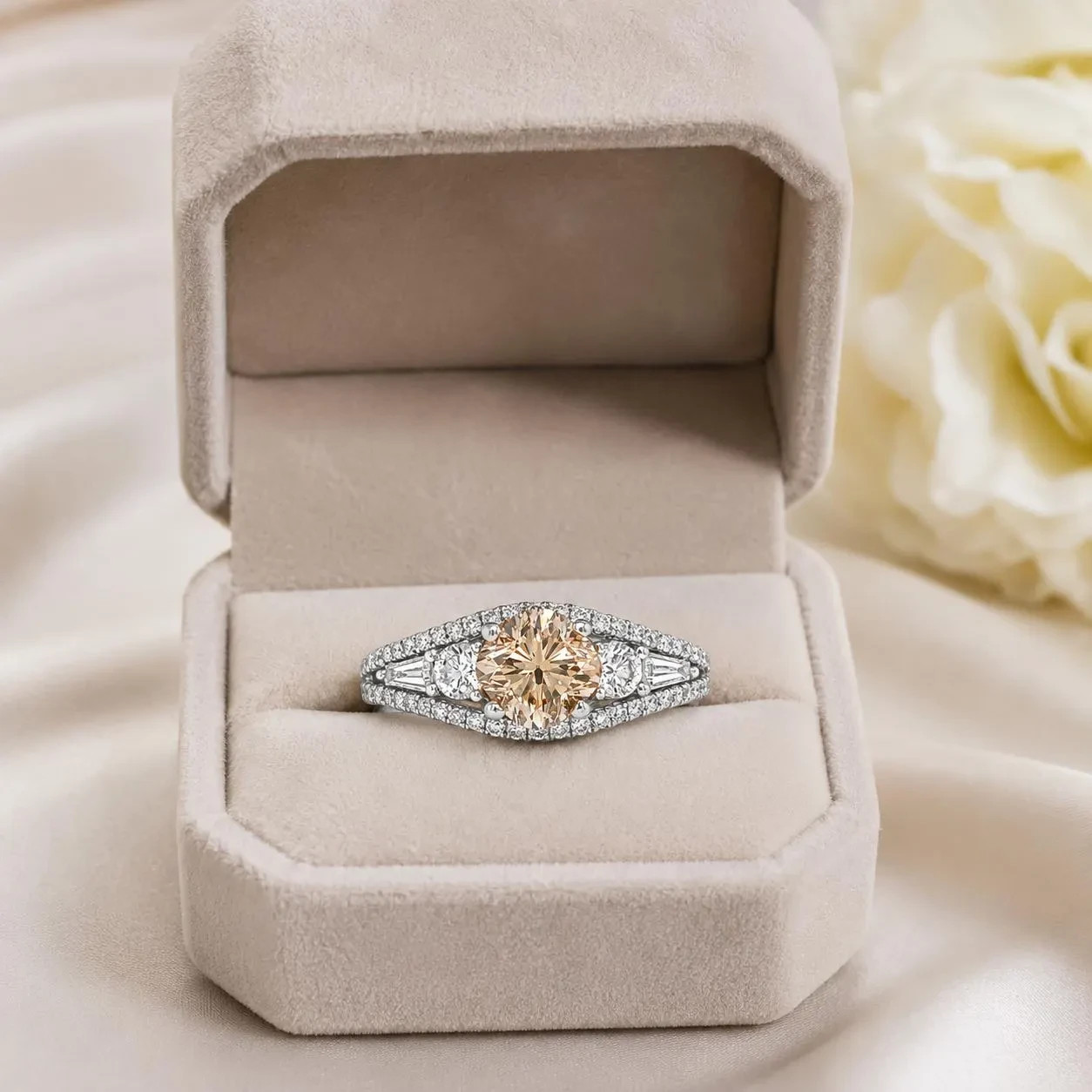 Natural Fancy Yellow Diamond Halo Ring 14K White Gold | 1.75ctw GIA Report