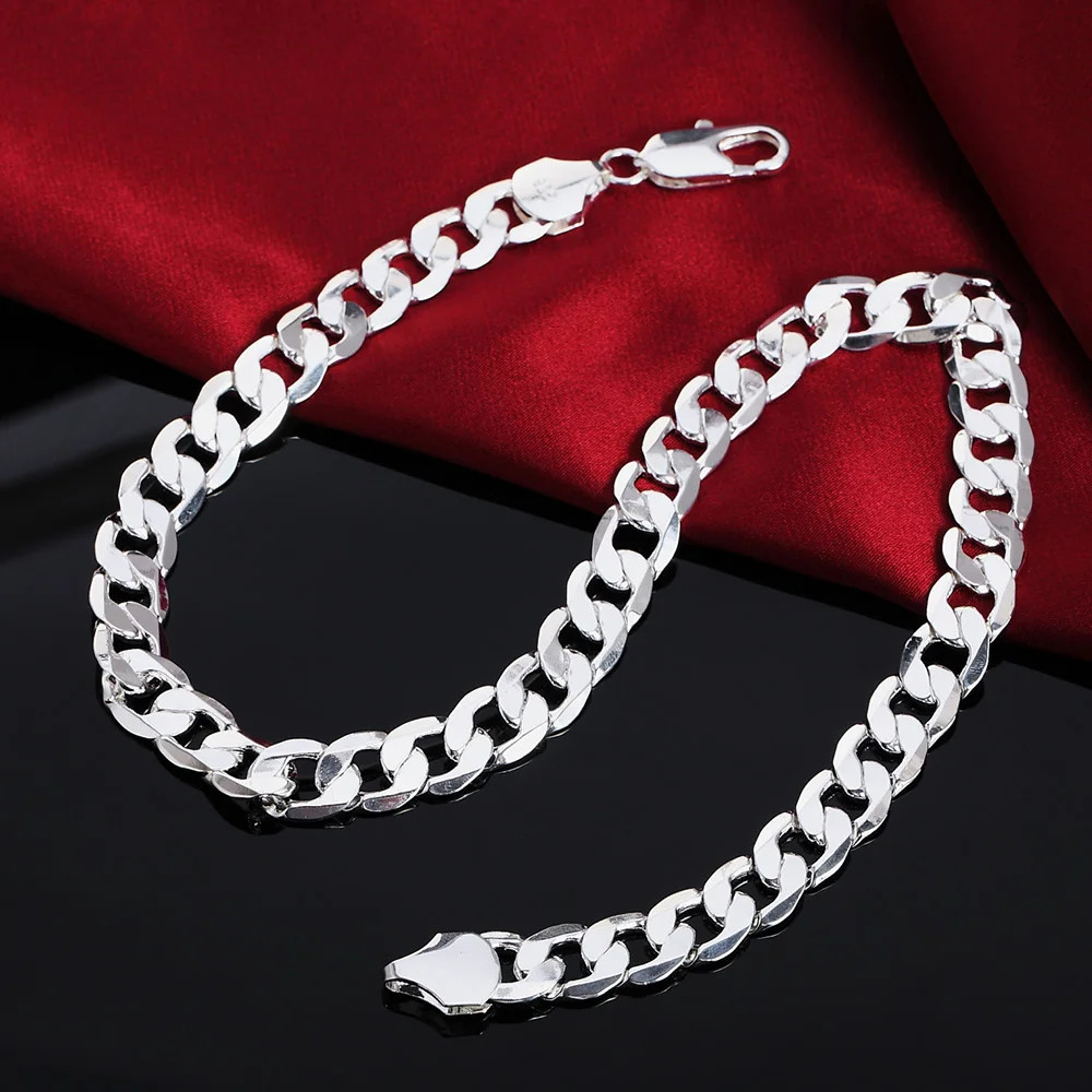 925 sterling Silver necklace for men classic 12MM chain 18-30 inch fine Fashion