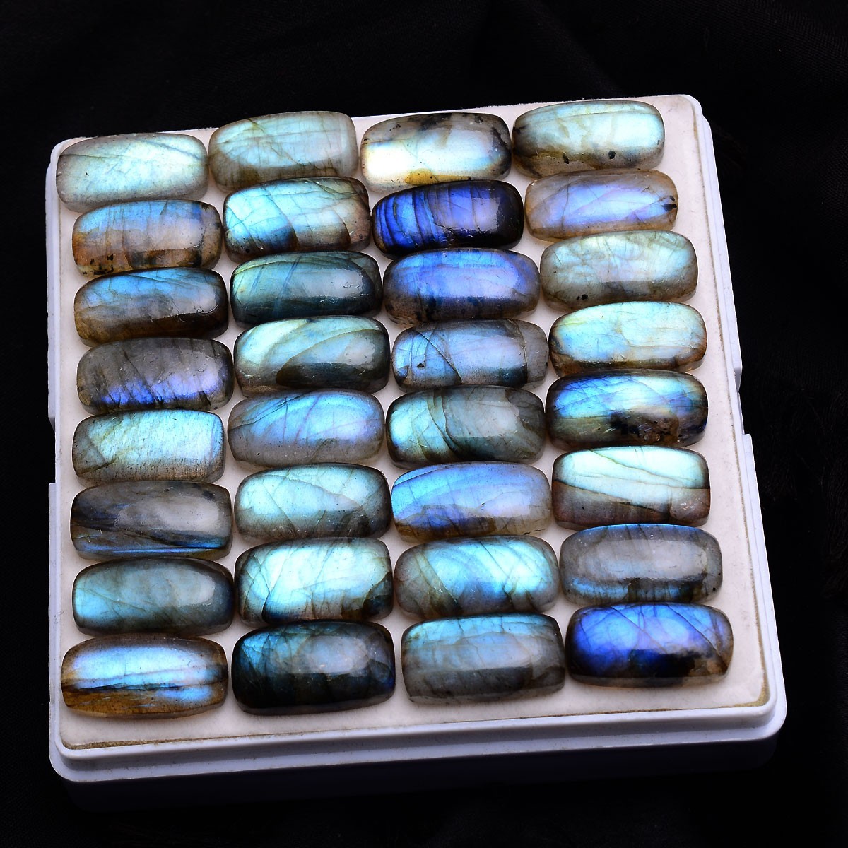 Set Of 12 Pcs Natural Labradorite 19mmx10mm Cushion Cabochon Loose Gemstones Lot