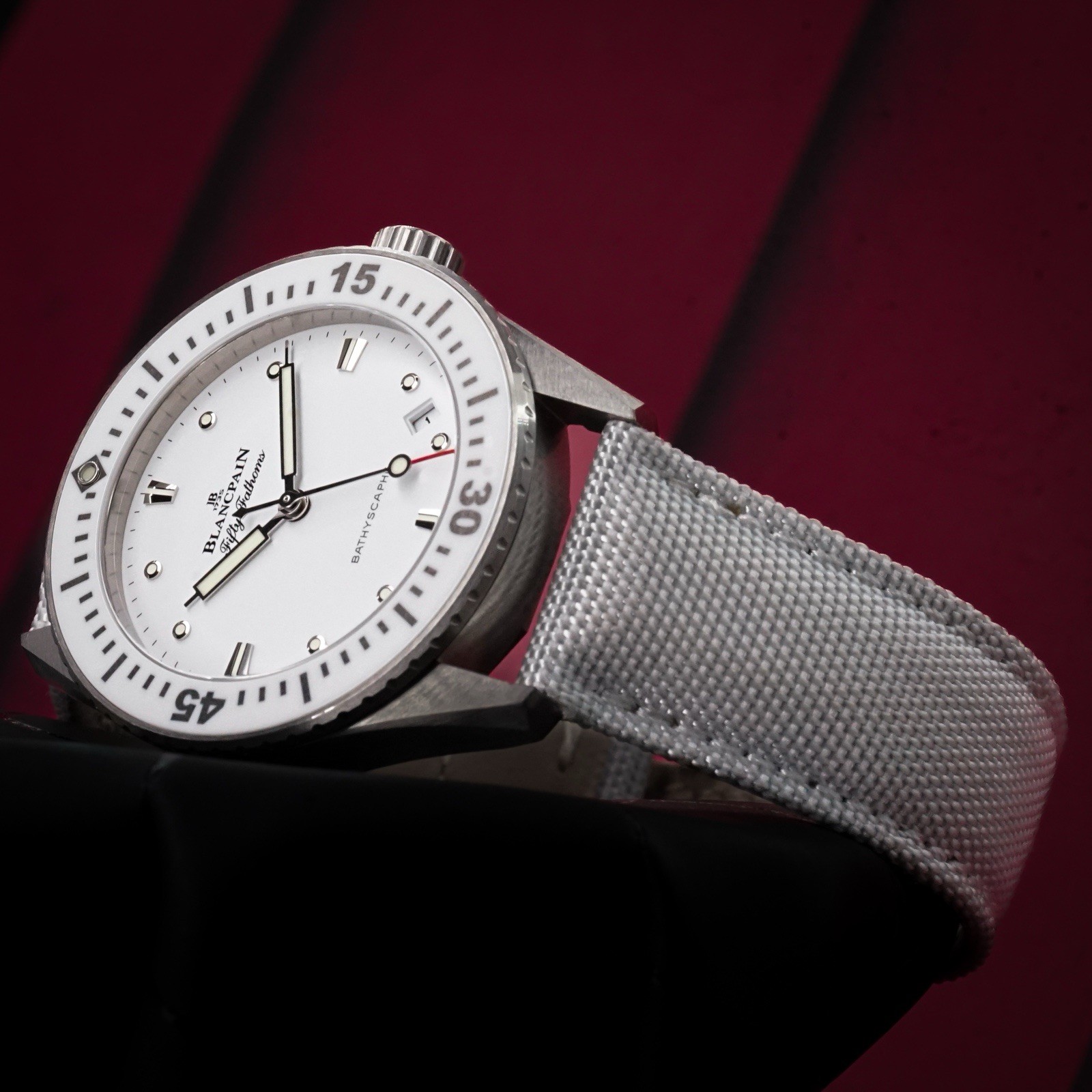 Blancpain Fifty Fathoms Bathyscaphe 38mm White Dial Full Set 2022 SS Ceramic