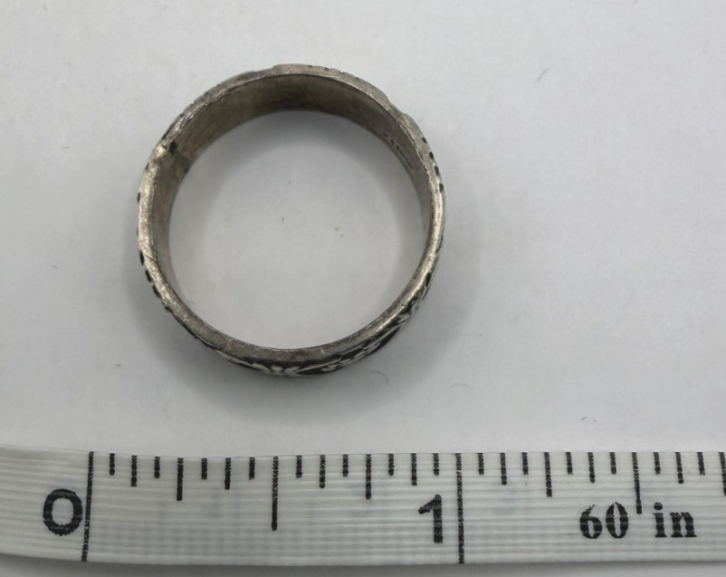 925 Mexico Sterling Silver Oxidized Scroll/Flower Motif Ring Size 9.5 [076DUR]
