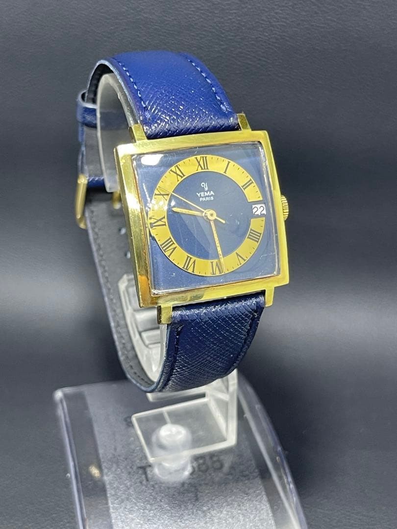 YEMA Paris Square Watch Blue Dial Manual Wind Used