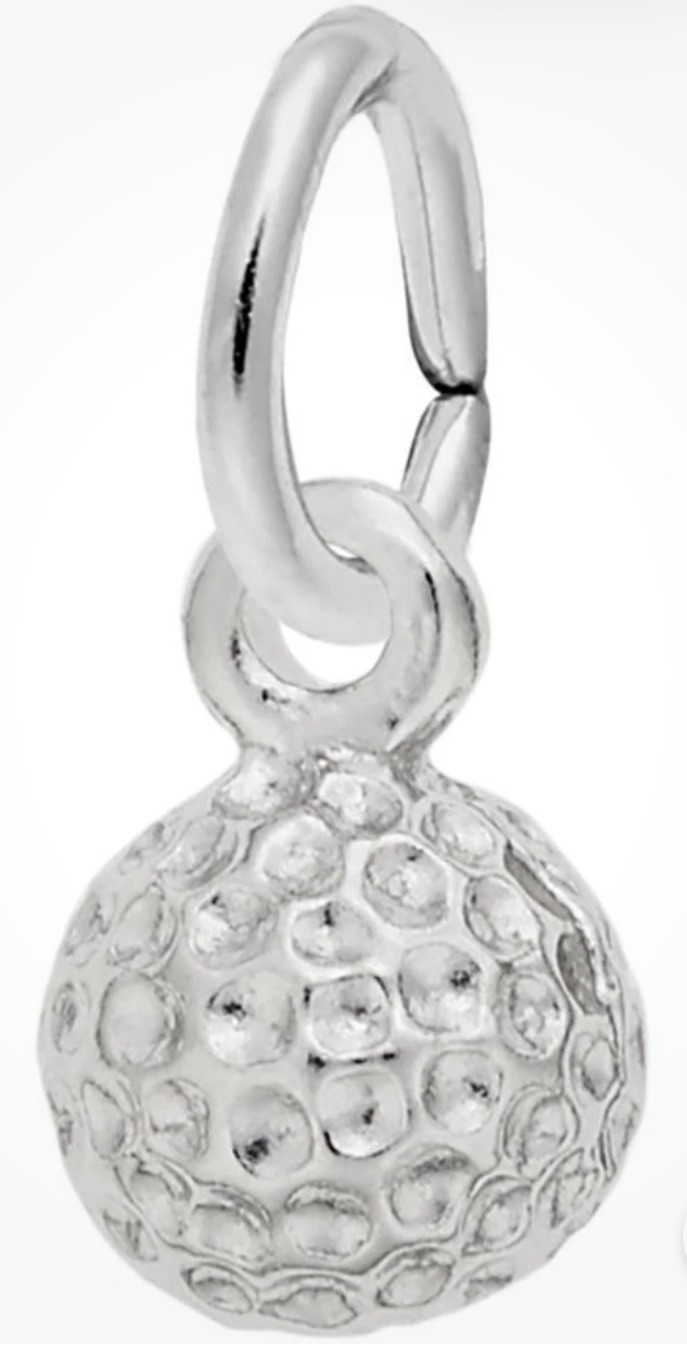 Sterling Silver Detailed Golf Ball Charm by Rembrandt