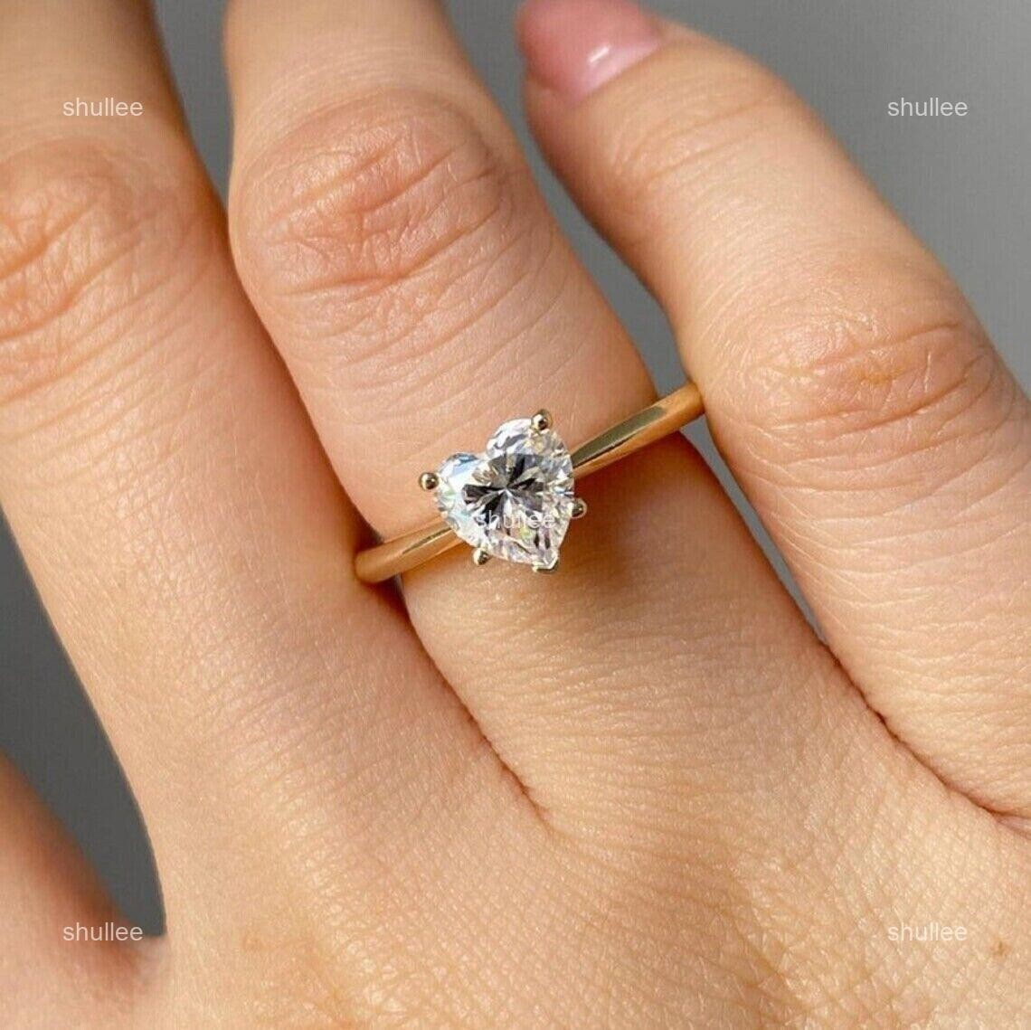 Brilliant Cut Lab Grown Diamond Solitaire New Ring Jewelry 18K Solid Yellow Gold