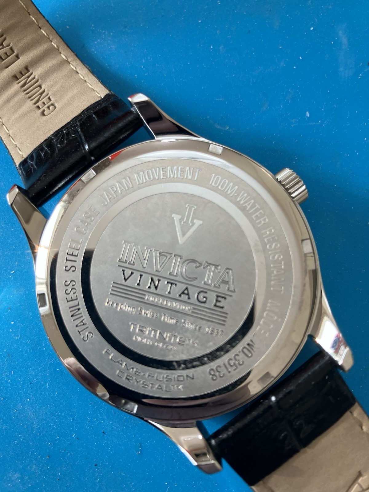 Invicta Vintage Model 35138 – Men’s Watch Quartz 45mm SS Black Leather Band