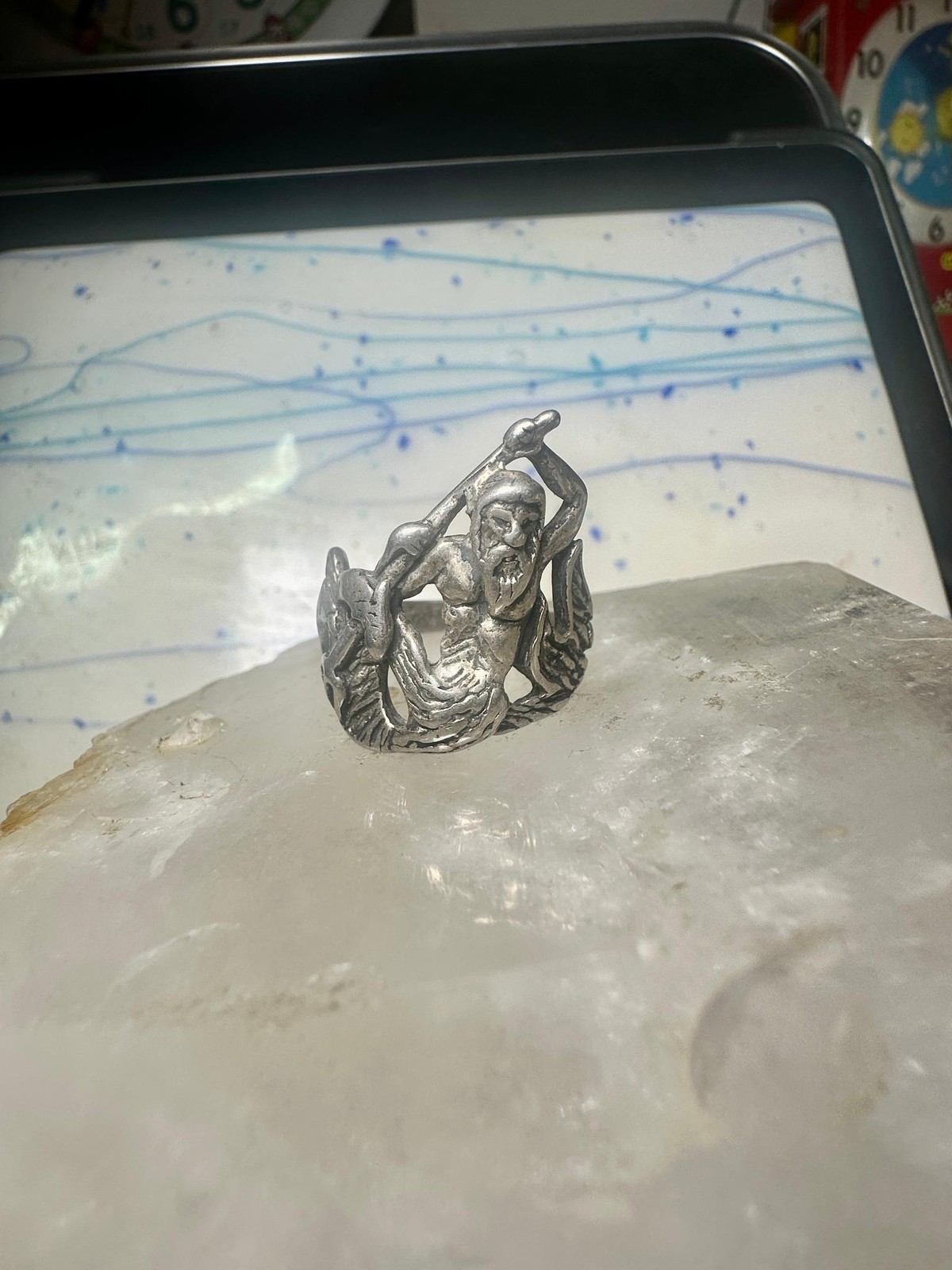 Triton ring biker band sterling silver Sea God Triton merman,the son of sea god