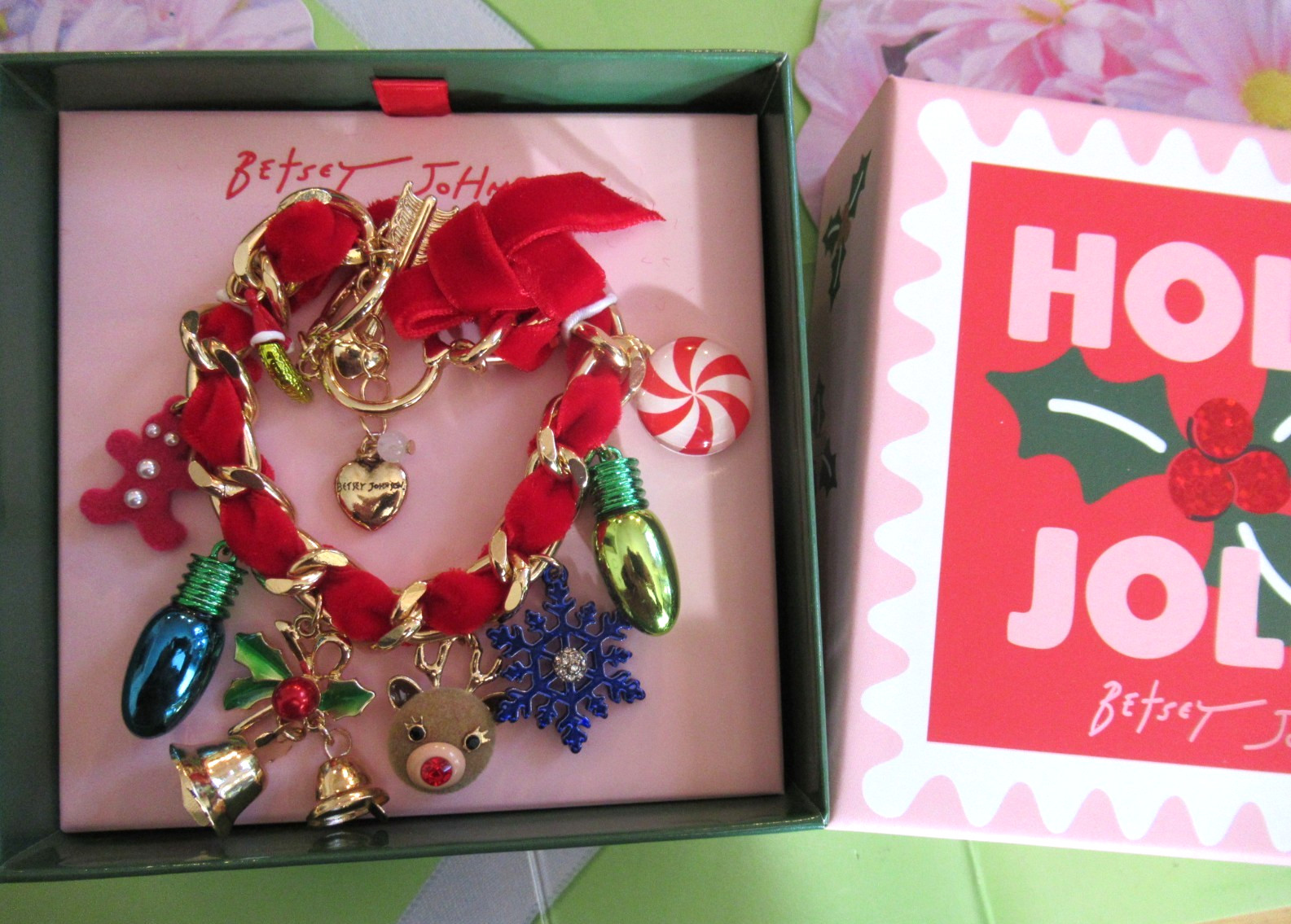 Betsey Johnson Authentic Christmas Bauble Lights Bracelet Reindeer NIB