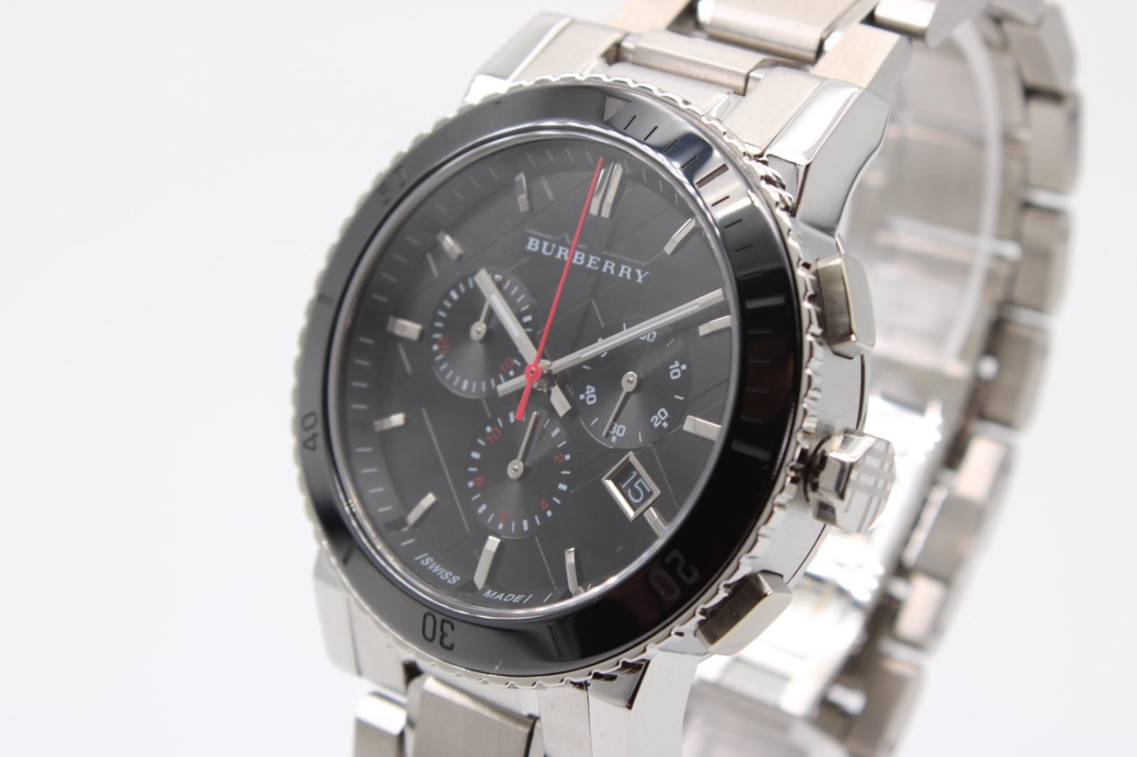 BURBERRY THE CITY BU9380 Stainless Steel Black Dial Chronograph Men’s Watch