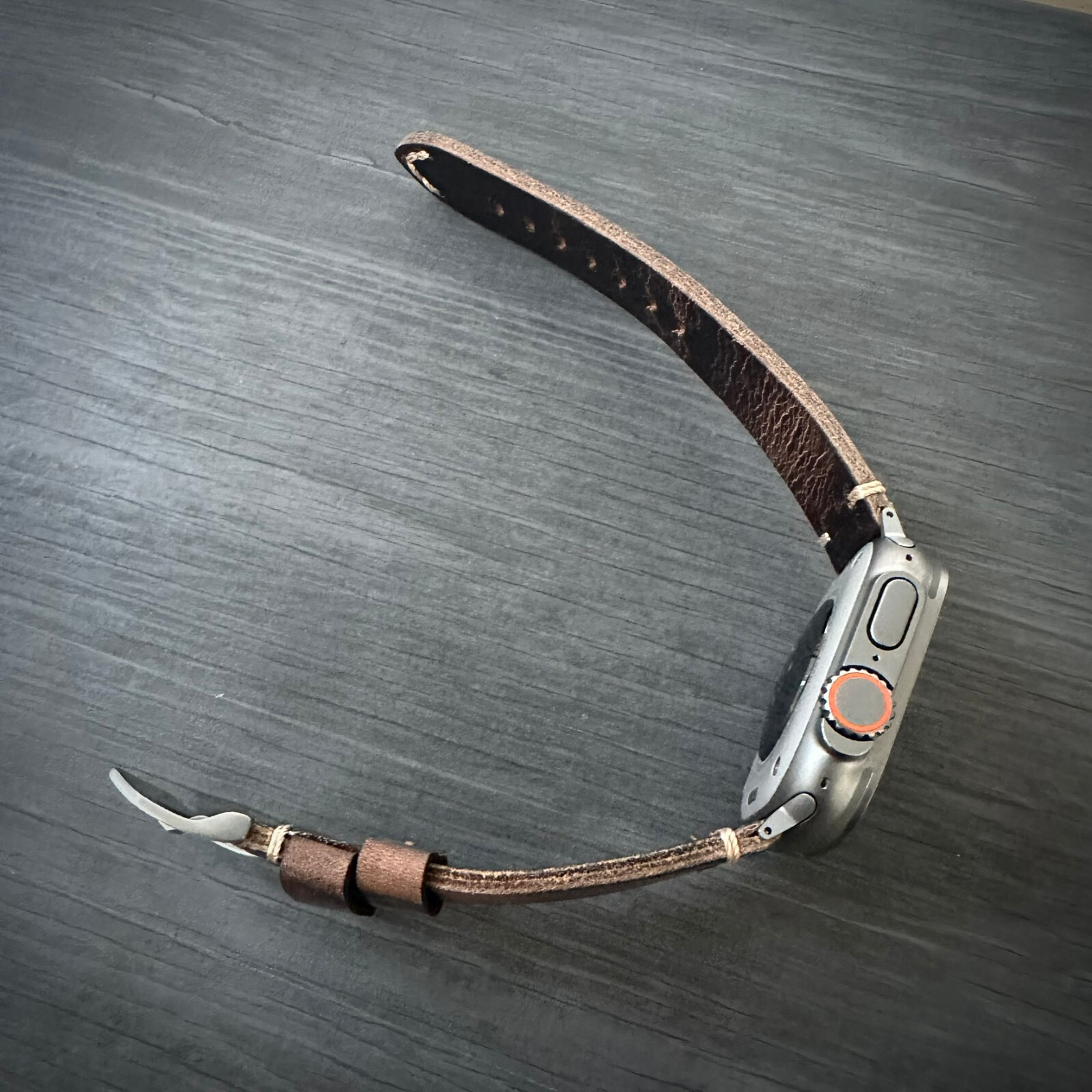 Thick Rustic Brown Leather Watch Strap Band For NEW Apple Watch ULTRA 1 2 49mm