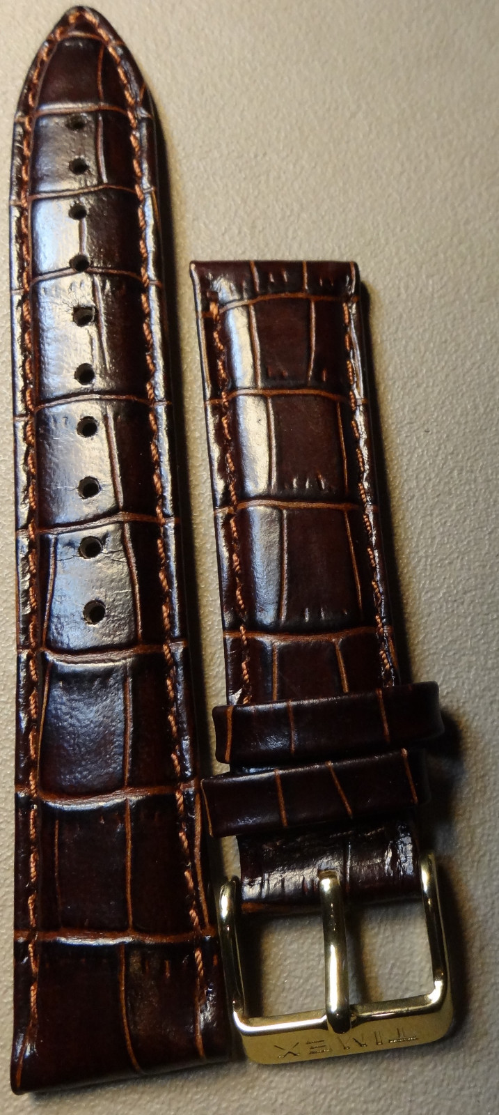 New LONG Length Timex Dark Brown Simulated Crocodile Grain 20mm Watch Band Strap