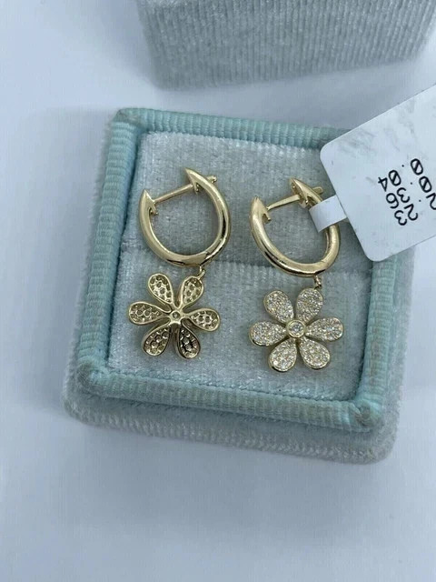2.00Ct Lab Created Diamond Round Cut Drop/Dangle Earrings 14K Yellow Gold Plated