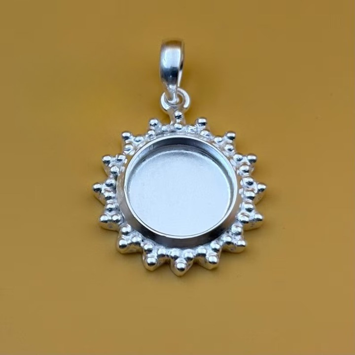 925 Sterling Silver 6mm Round Bezel Cup Pendant Blank DIY Jewelry Setting