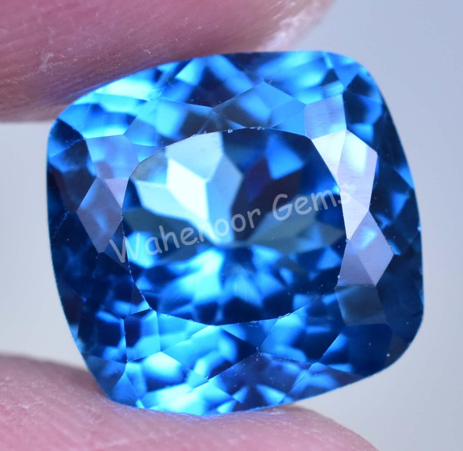 Natural Blue Zircon 7.20 Ct Cushion Stunning Certified Cambodian Gemstone
