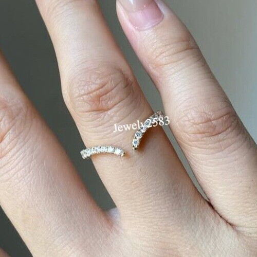 Certified Lab Grown Diamond Real 10k Gold Women’s Daily Wear V Shaped Ring