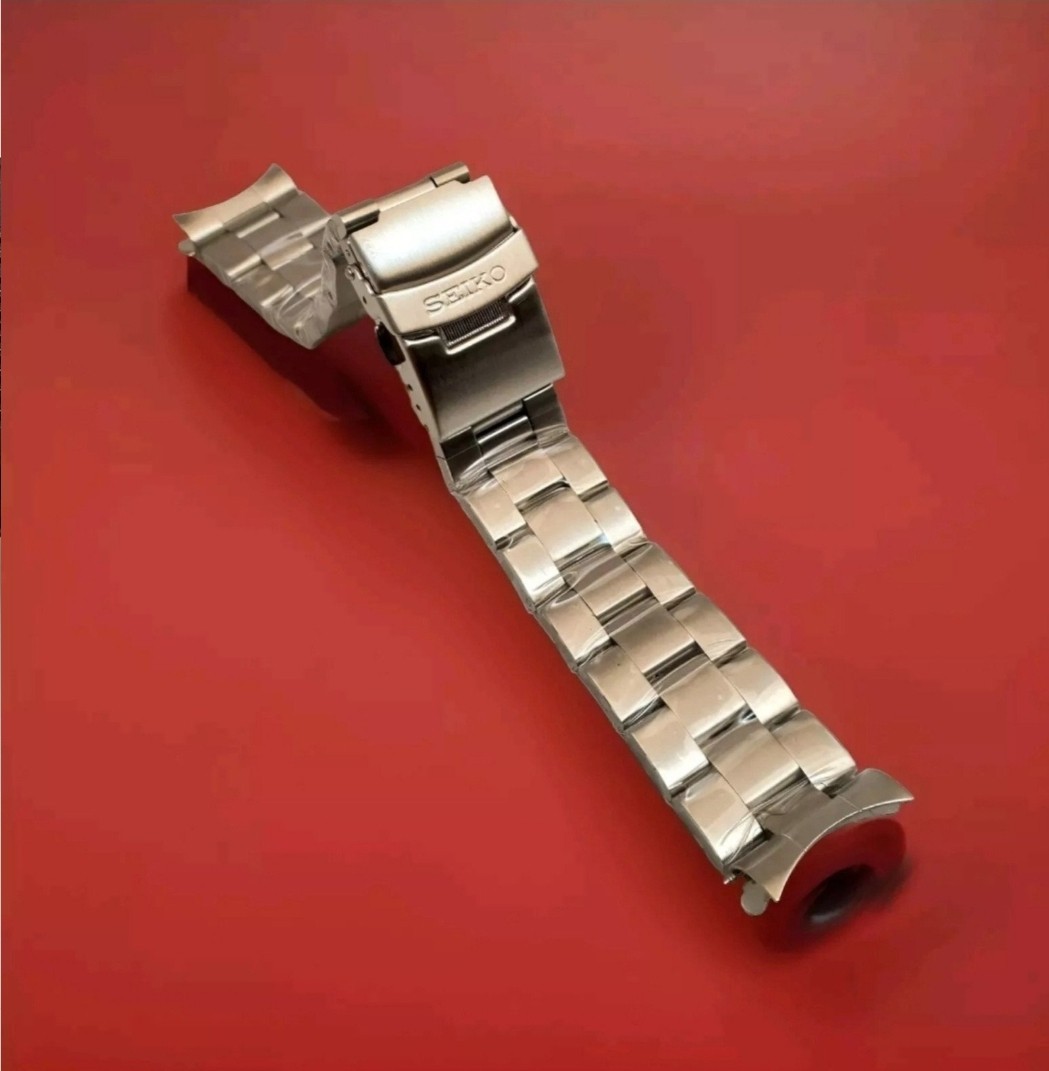 NEW SILVER FOR SEIKO 20mm MILTAT STAINLESS STEEL WATCH BAND BRACELET WITH LOGO