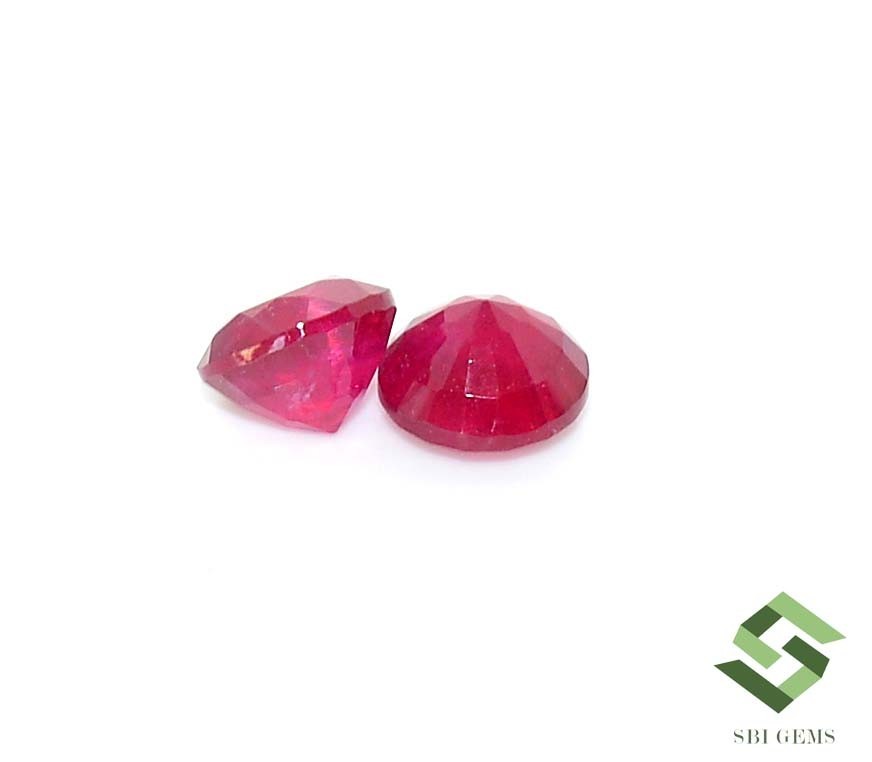 8 mm Natural Ruby Round Cut Pair 6.00 CTS Mozambique Loose Gemstones GF