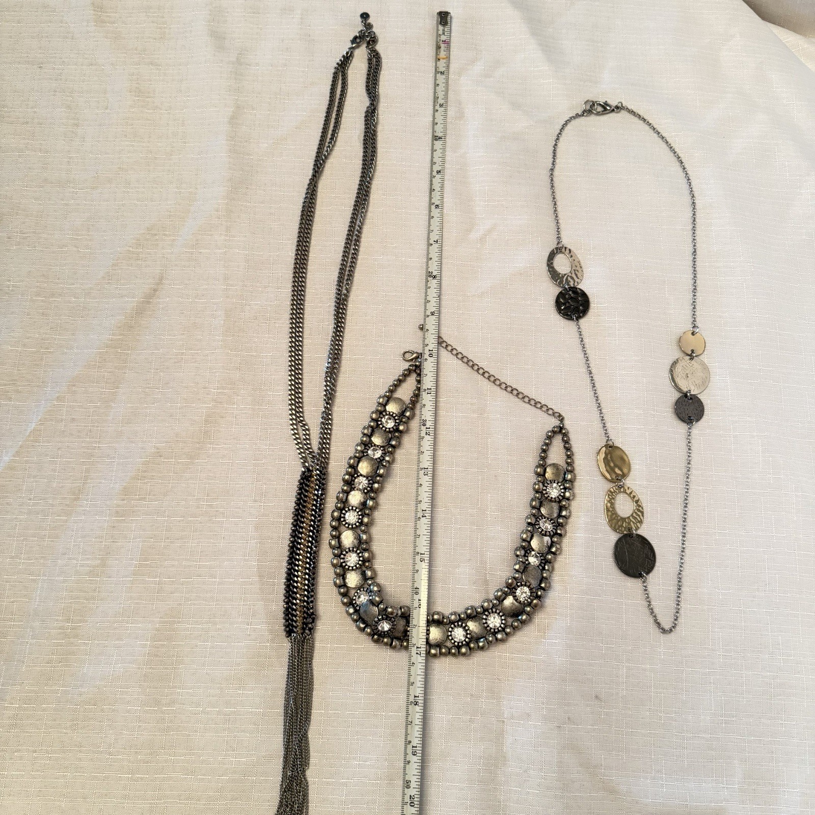 Black Silver Gold Tone Necklace Lot Stella & Dot Geometric Disc Statement Lot