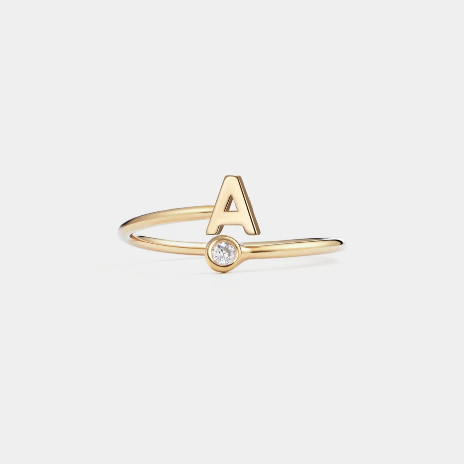 Custom Initial Letter Stacking Bypass Ring in 925 Sterling Silver