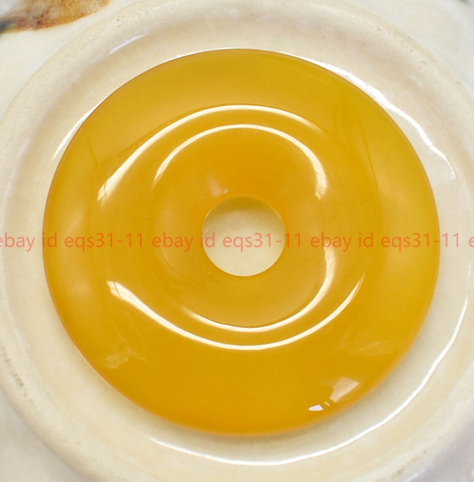 1/5/10/20 Pcs Pretty 30mm YellowTopaz Jade Circle Donut Pendant Lucky Amulet