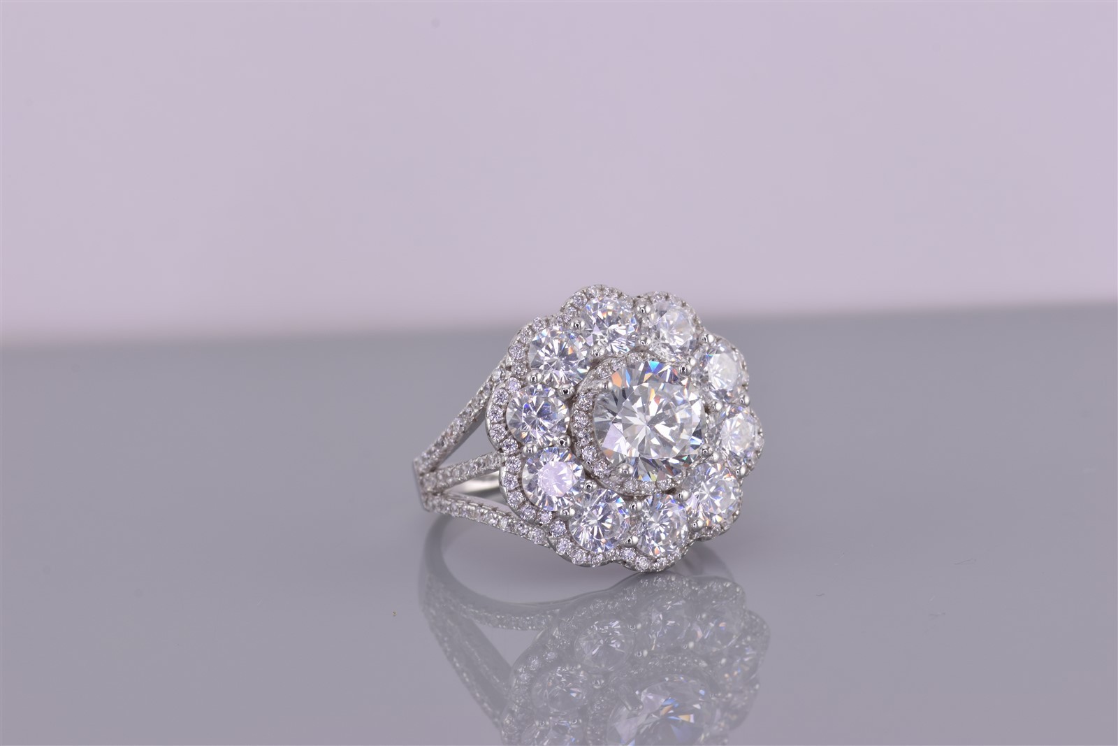 Fuzion Creation FZN Sterling Silver Cubic Zirconia Cluster Band Ring 925 Sz: 6
