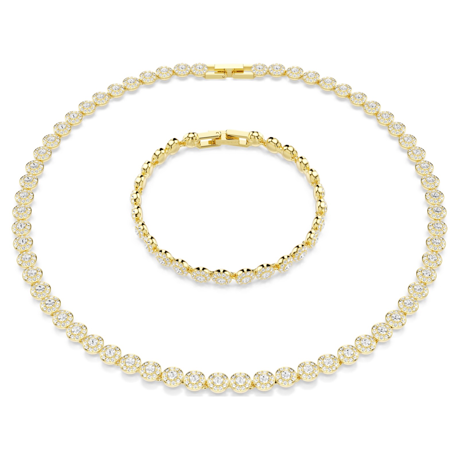 Swarovski Una Angelic Set, Necklace & Bracelet, Round Cut, Gold-Tone Plated