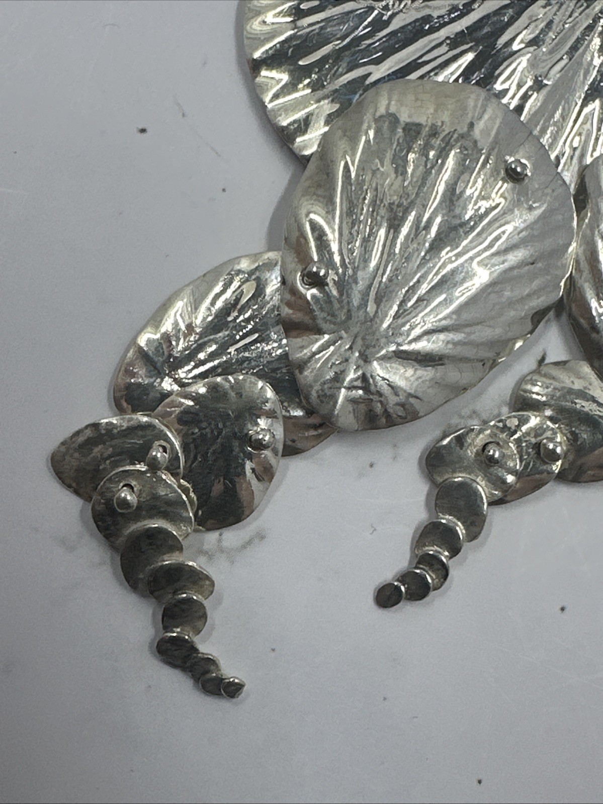 Ann King 925 Sterling Silver Leaf Cascade Articulated Brooch Handmade USA 17G