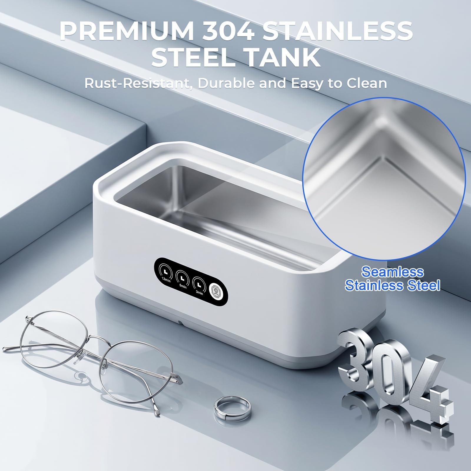 Ultrasonic Cleaner, 49KHz Professional Ultrasonic Cleaning Machine, 650ml Tan…