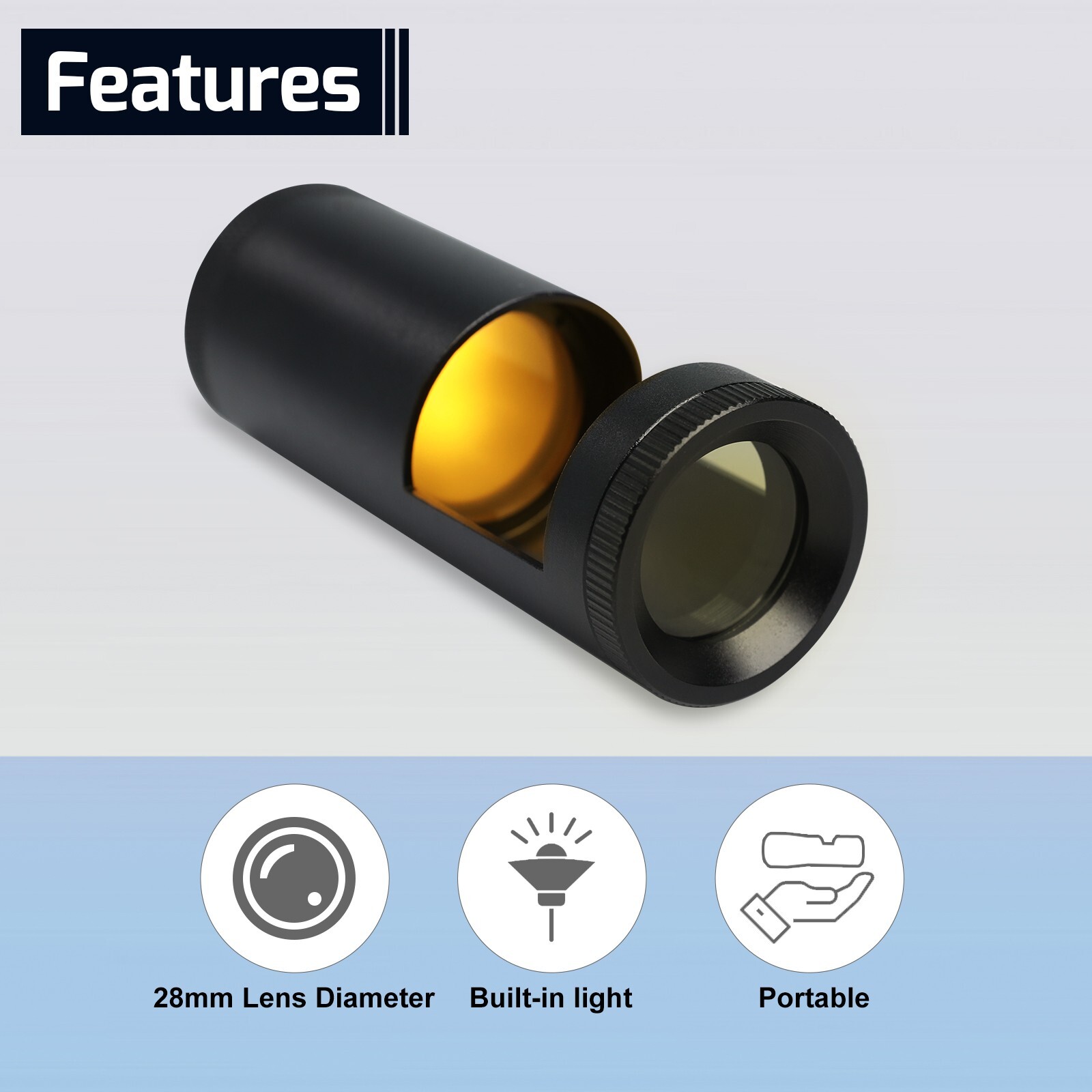 Handheld LED Polariscope 28mm Double Lens Loupe Magnifier for Jewelers & Gems