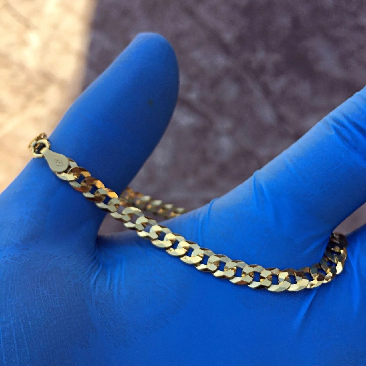 14K Gold Plated On Solid 925 Sterling Silver Bracelet Flat Cuban Link 7.5″ 5MM