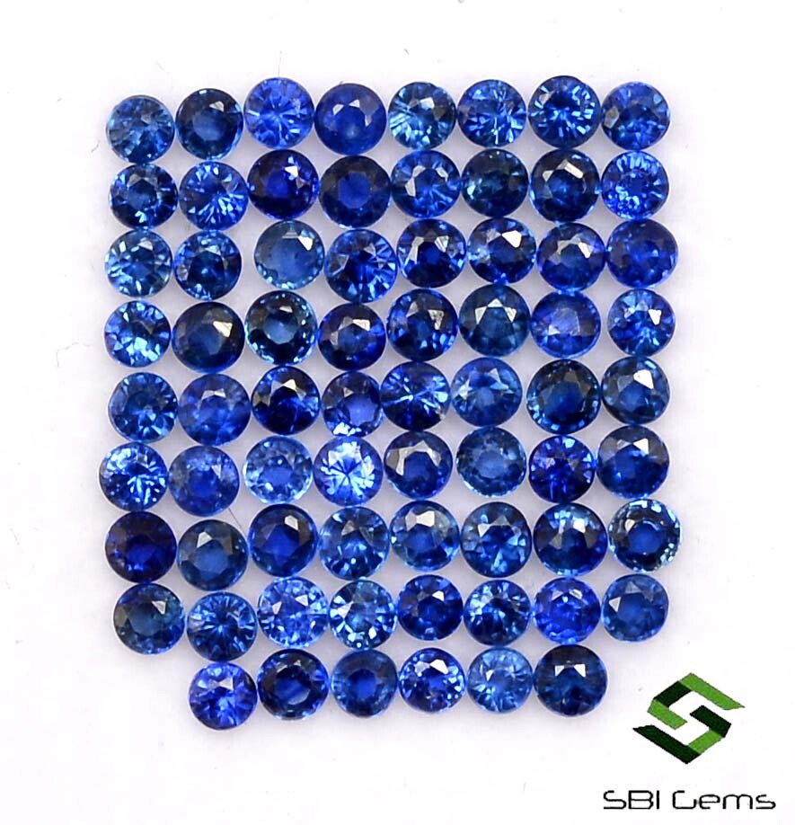 2 mm Natural Blue Sapphire Round Cut Lot 70 Pcs 3.80 CTS Calibrated Loose Gems