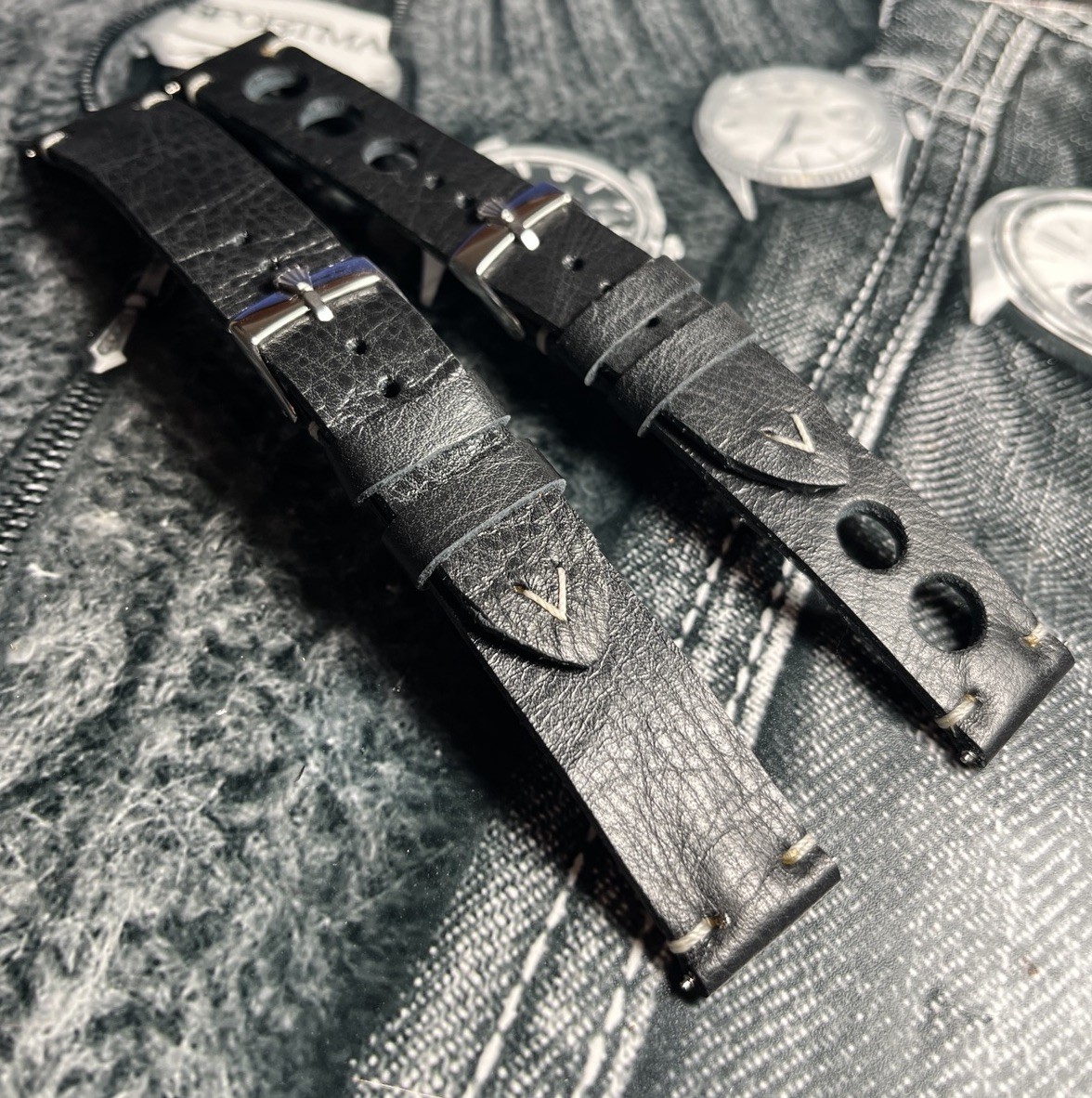 Silver Buckle To Fit Rolex,Swiss Made with H/M Italian Leather/Suede Watch Strap