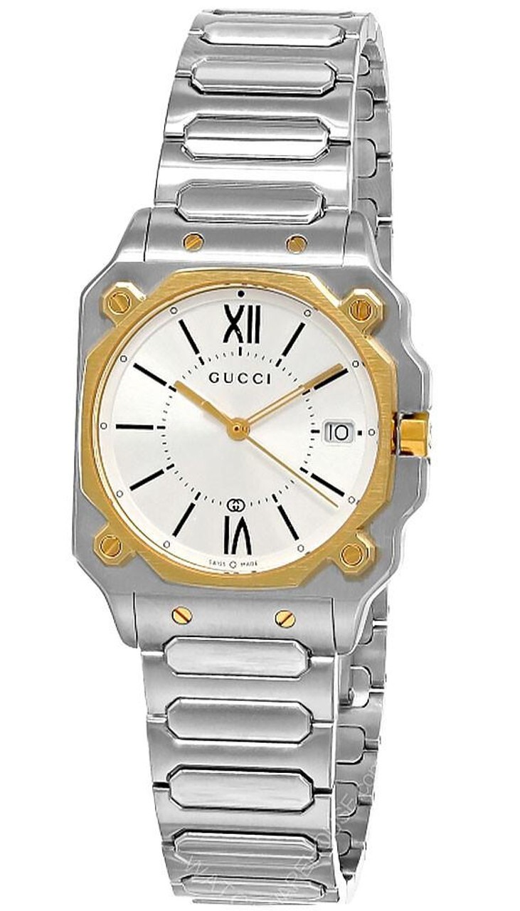 GUCCI G-Flat Quartz Stainless Steel 30MM Silver Dial Women’s Watch YA166506