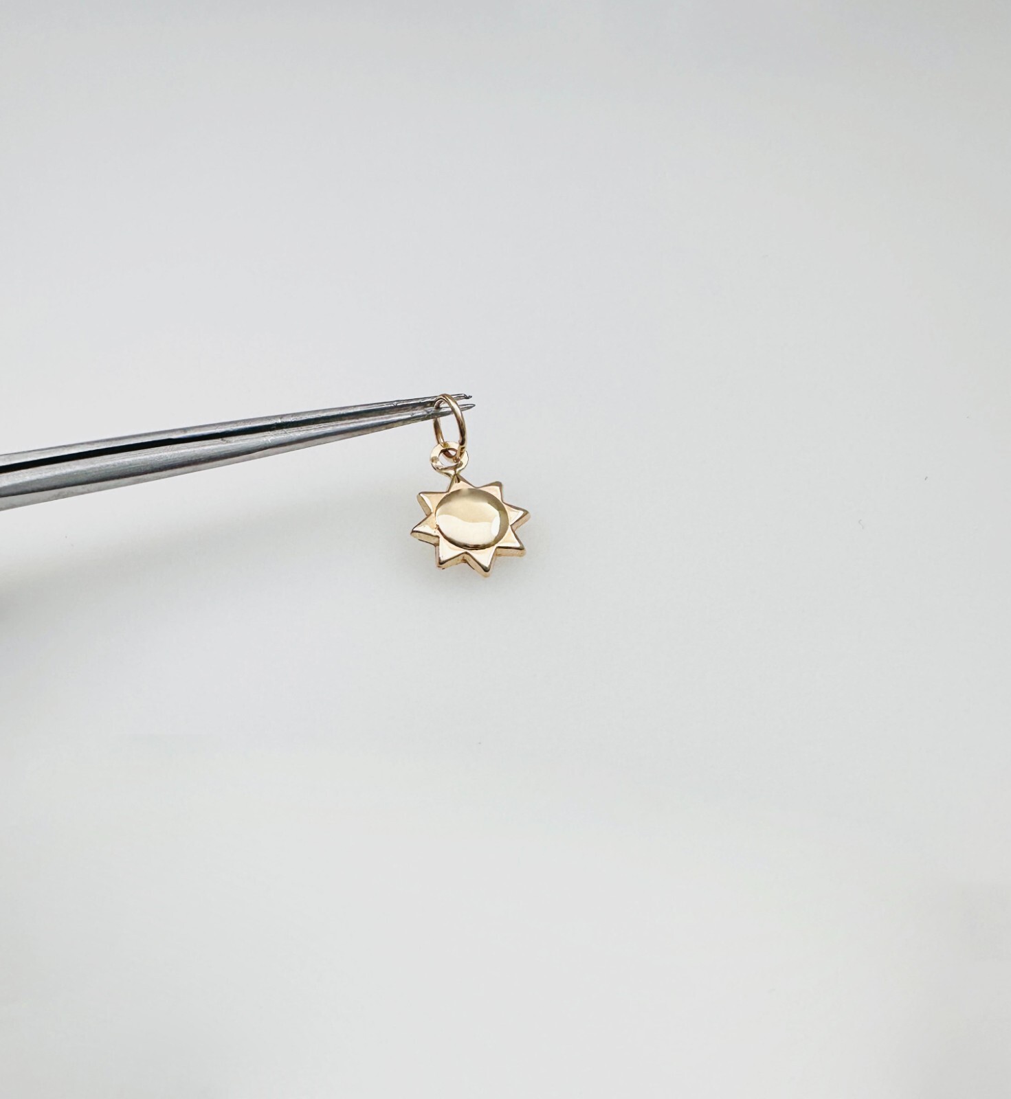 14K Solid Yellow Gold Mini/Petite Celestial Sun Charm Pendant .5x.3″ (13x7mm)