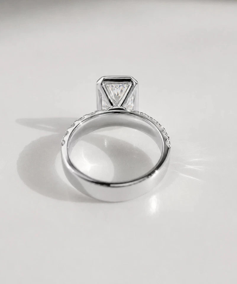 5.35 Ct Radiant EF/VS1 Lab Grown Diamond Bezel Wedding Ring 14k White Gold IGI