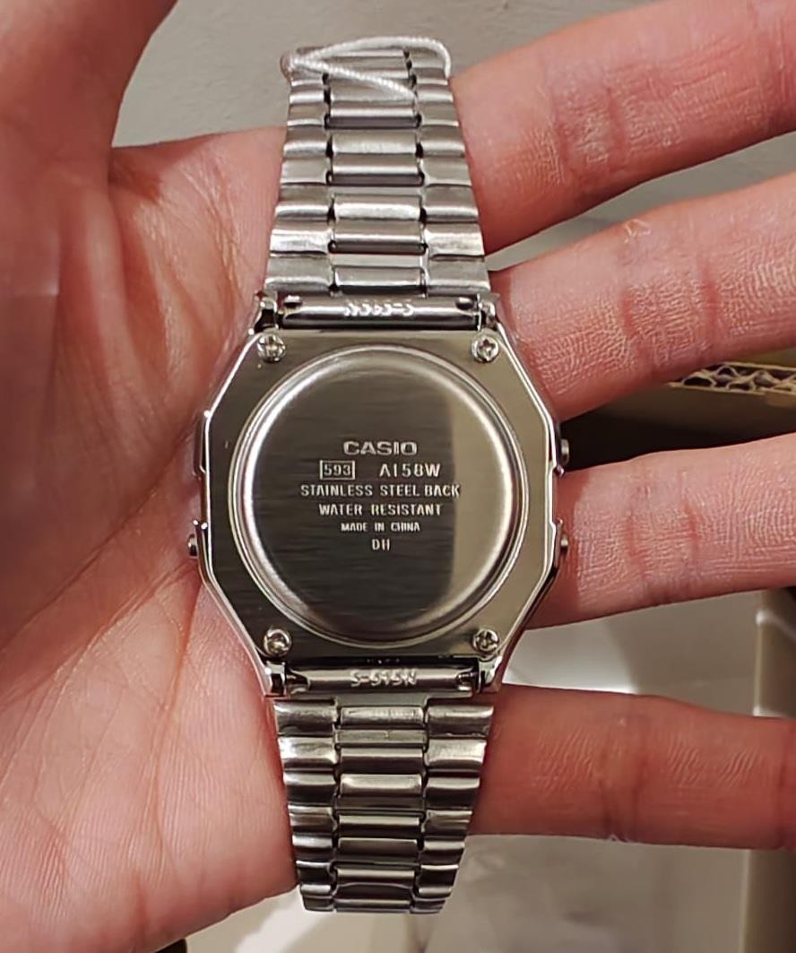 Casio A158WA-1D Vintage Series Digital Stainless Steel Quartz Unisex Retro Watch