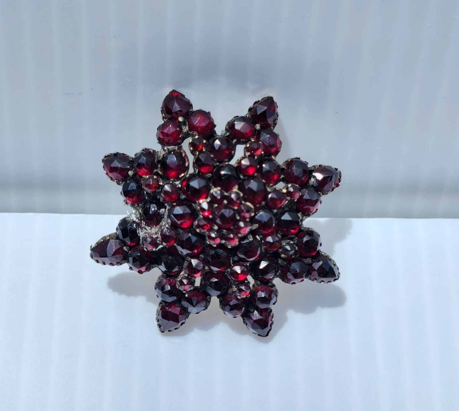 Garnet Brooch Pin Star Layered C Clasp Gold Filled (Loose Pin) Antique Germany