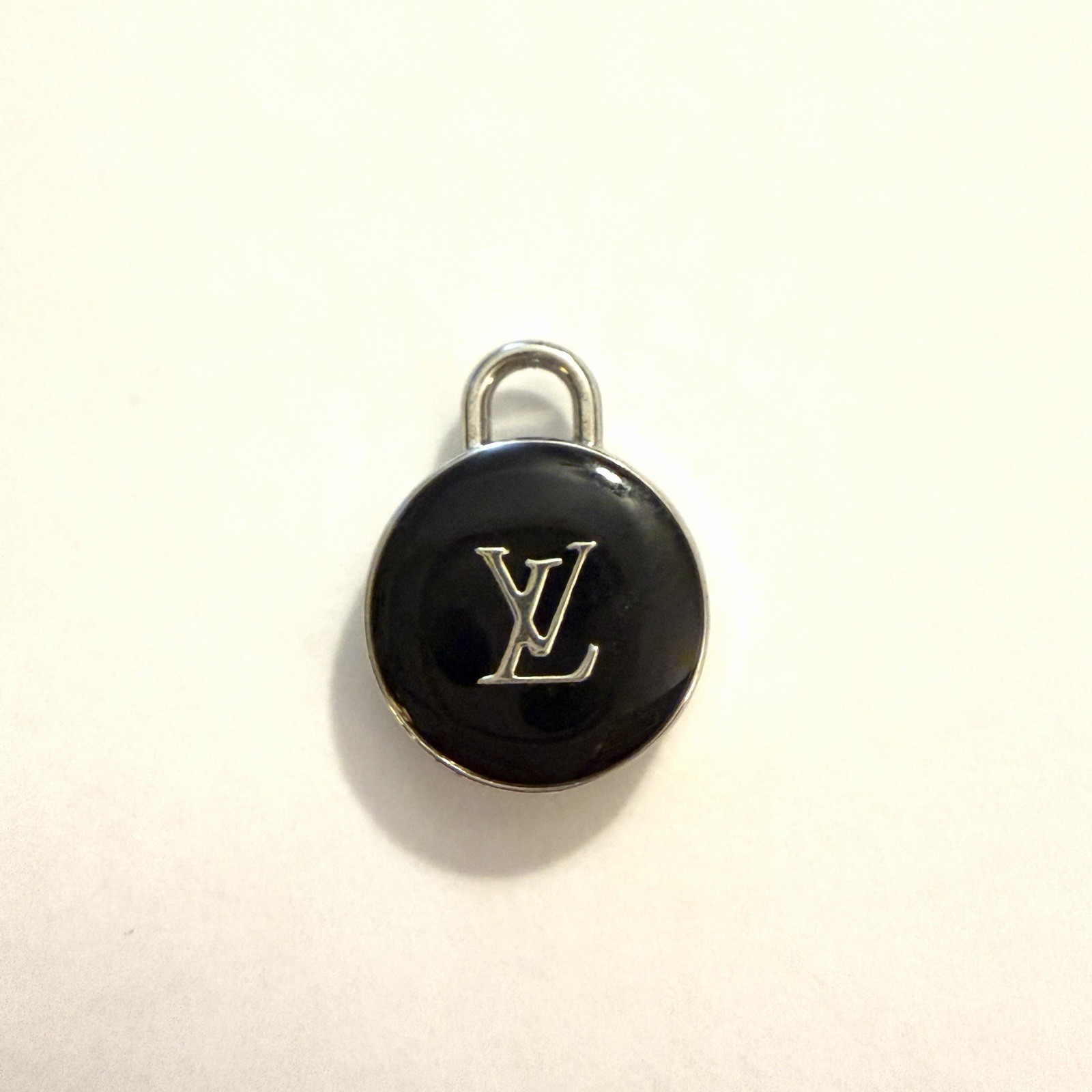 Designer Zipper Pull Charm Silver Tone & Black Pendant