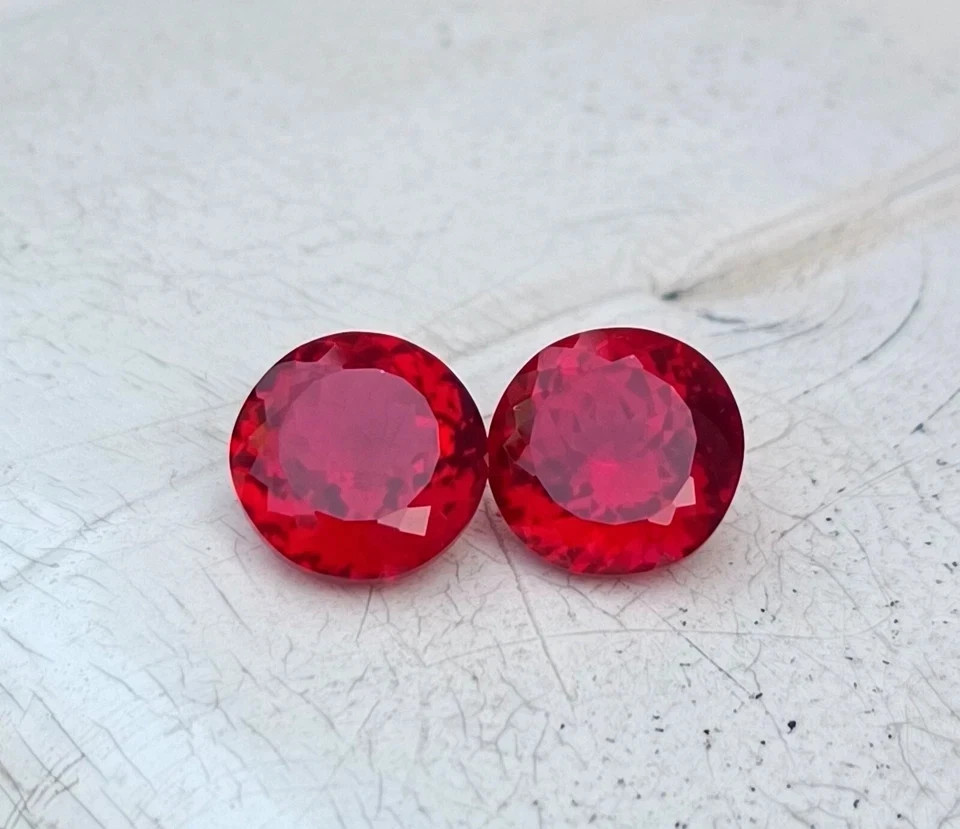 30 Ct Natural Mozambique Ruby Round Cut Matching Pair Certified Gems