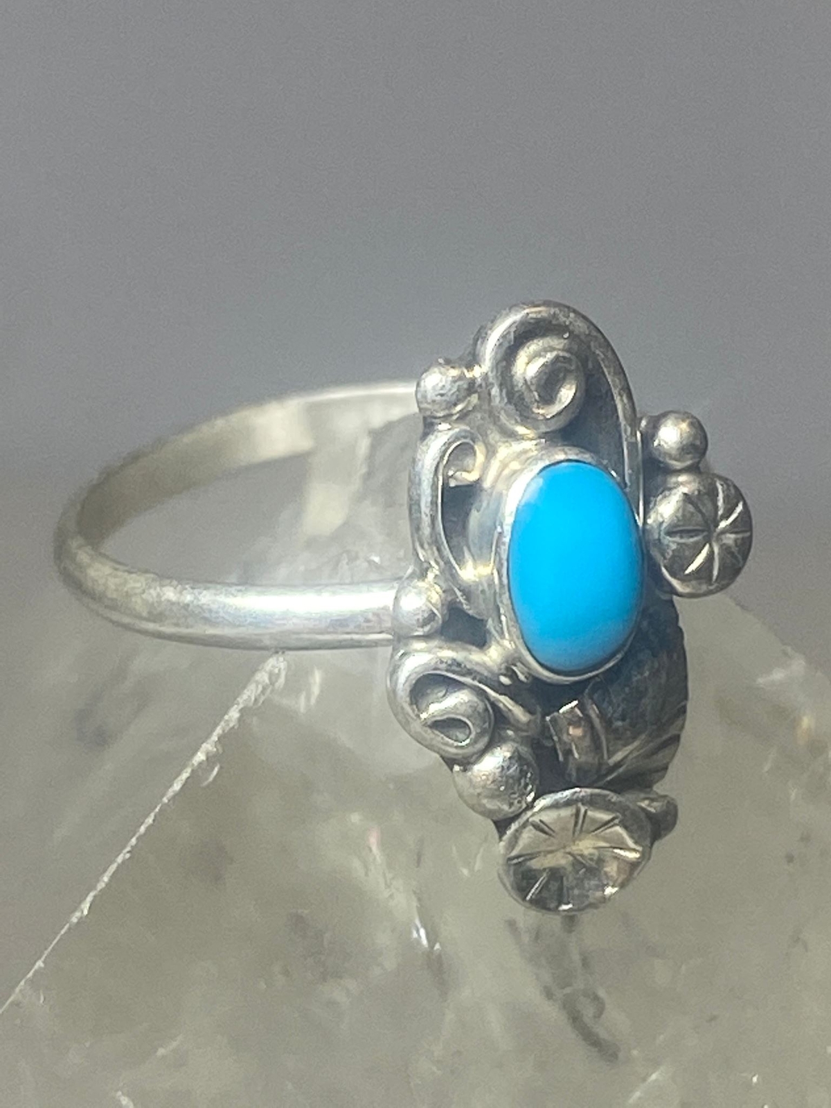 Turquoise ring southwest pinky floral leaves blossom baby children women girls