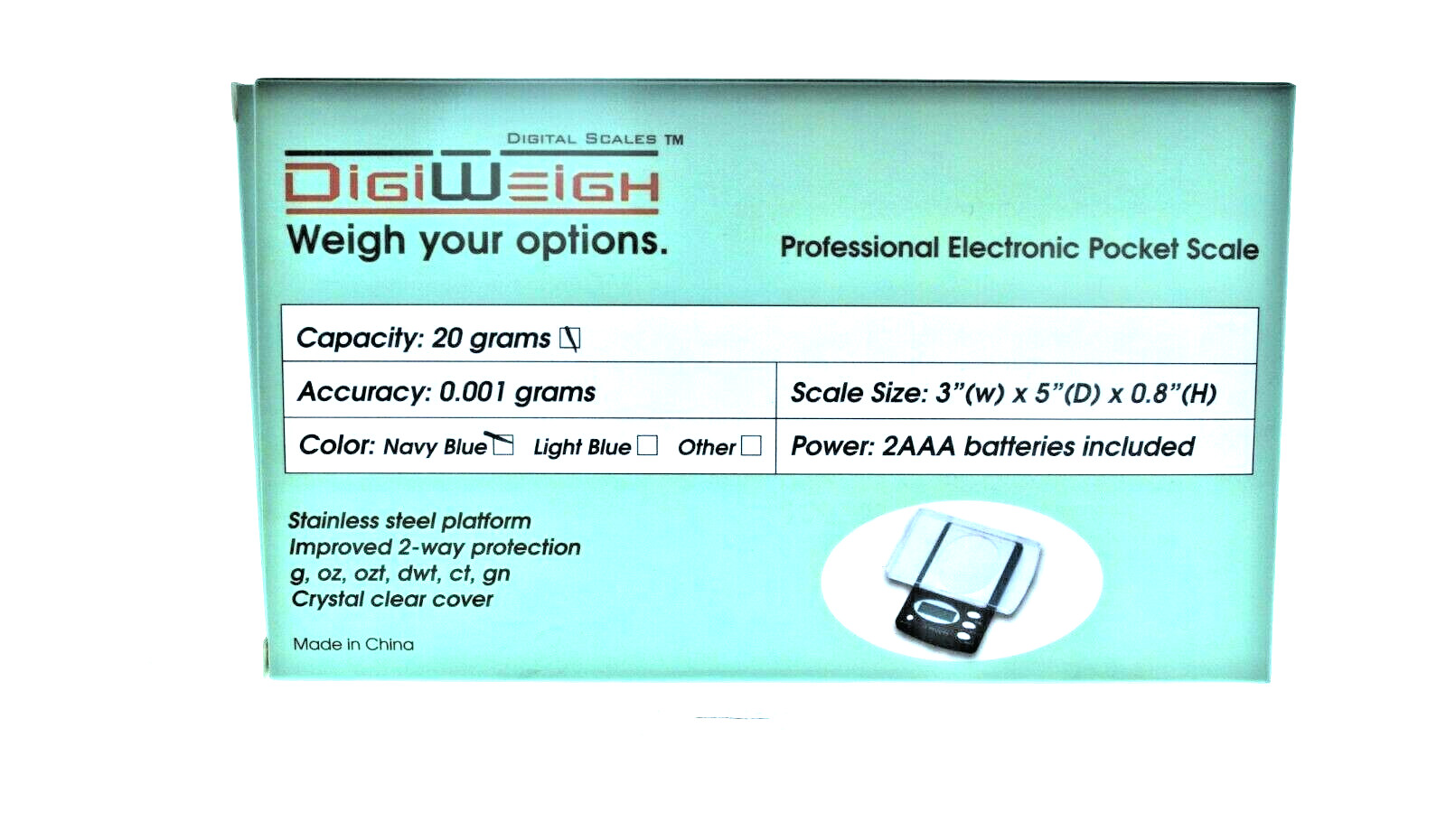 DigiWeigh Professional Electronic Pocket Scale 20/0.001 grams